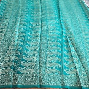 Elegant Teal Paisley Saree